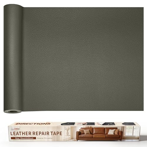 ONine Leather Repair Patch，Leather Repair Tape, 16 x 48 inches Leather Repair Patch for Furniture,Vinyl Repair kit，Leather Co