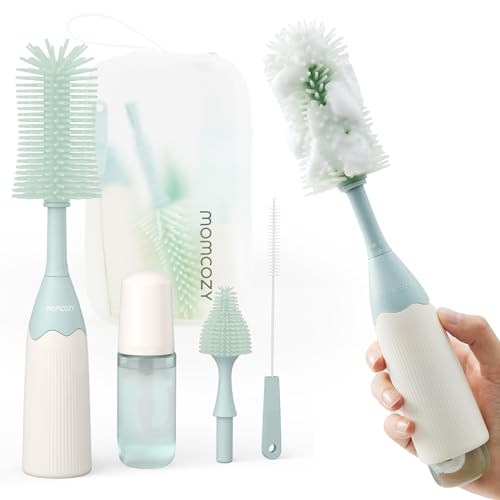 Momcozy Baby Bottle Brush Kit, Push-Press Foam Design, Green