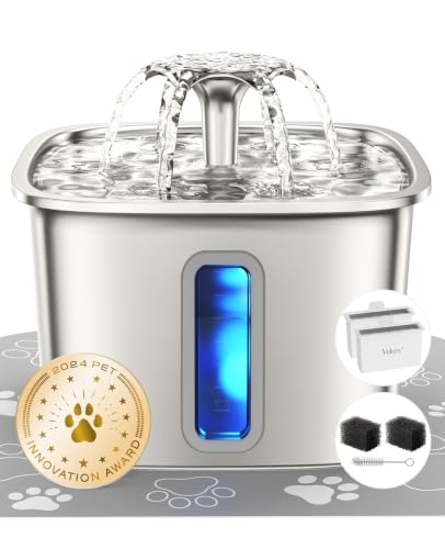 Veken Innovation Award Winner Stainless Steel Cat Water Fountain, 108oz, C2