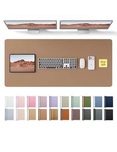 YSAGi Leather Desk Protector, Office Mat, Large Mouse Mat, Non-Slip PU Leather Blotter, Laptop Desk Pad, Waterproof Writing P