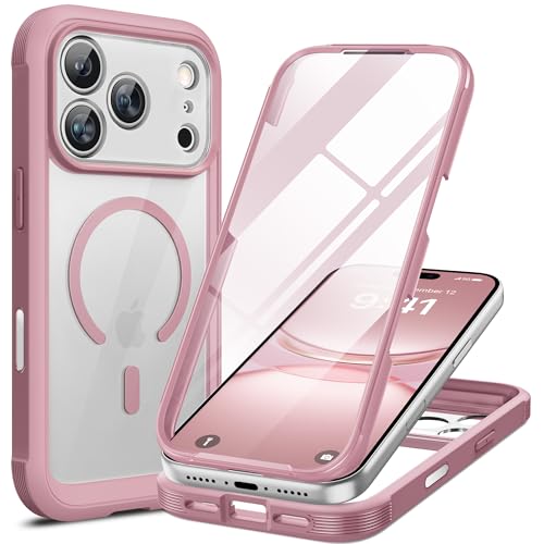 Miracase Magnetic for iPhone 17 Pro Case 6.3-inch [Compatible with MagSafe] Full-Body Phone Case with Built-in Glass Screen P