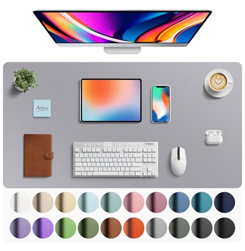 Aothia Faux Leather Desk Mat - Large Mouse Pad, Non-Slip PU Leather Blotter, Waterproof Writing Surface for Office and Home (