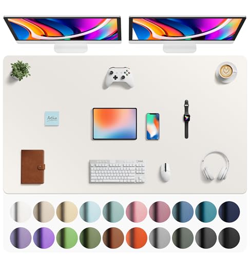 Aothia Faux Leather Desk Mat - Large Mouse Pad, Non-Slip PU Leather Blotter, Waterproof Writing Surface for Office and Home (