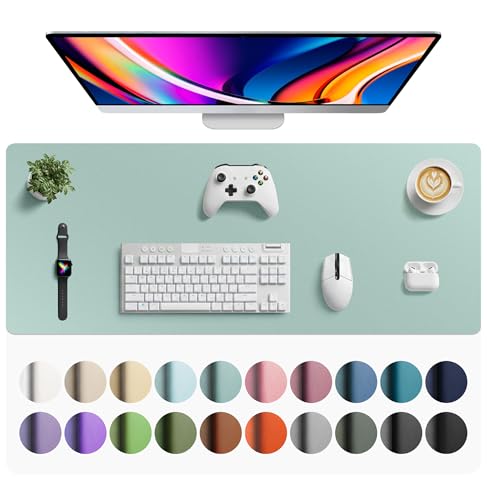 Aothia Faux Leather Desk Mat - Large Mouse Pad, Non-Slip PU Leather Blotter, Waterproof Writing Surface for Office and Home (