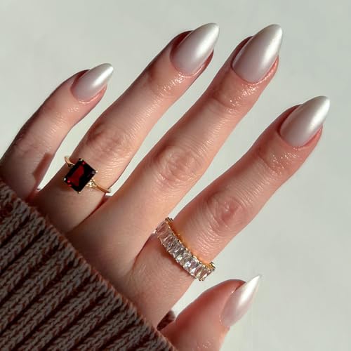 Glamnetic Press On Nails, Short Almond Glossy, Fake Nails 30pc Nail Kit