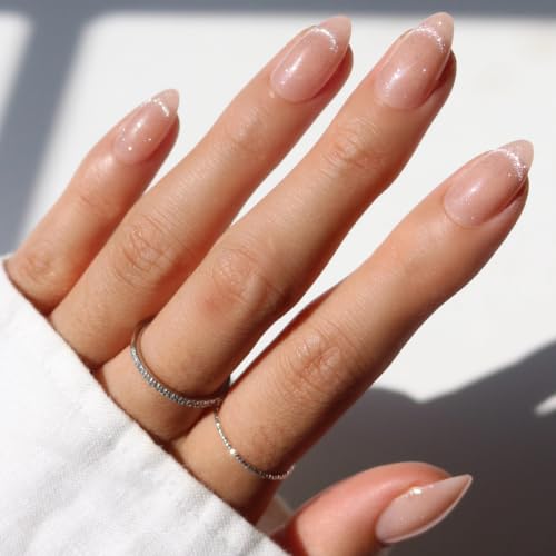 Glamnetic Press On Nails - Short Almond, Velvet Fake Nails 30 Pc Full Kit