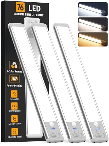 Under Cabinet Lighting Wireless, 10inch Motion Sensor Light Indoor, 3Pack
