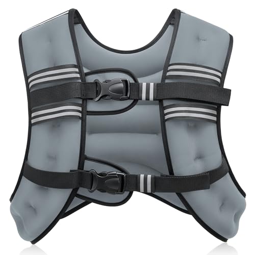 ZELUS Weighted Vest, 6lb/8lb/12lb/16lb/20lb/25lb/30lb Weight Vest with Reflective Stripe for Workout, Strength Training, Runn