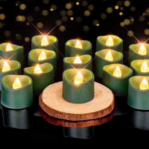 Homemory 50-Pack Green Flameless Battery Tea Light Candles, 200+ Hours