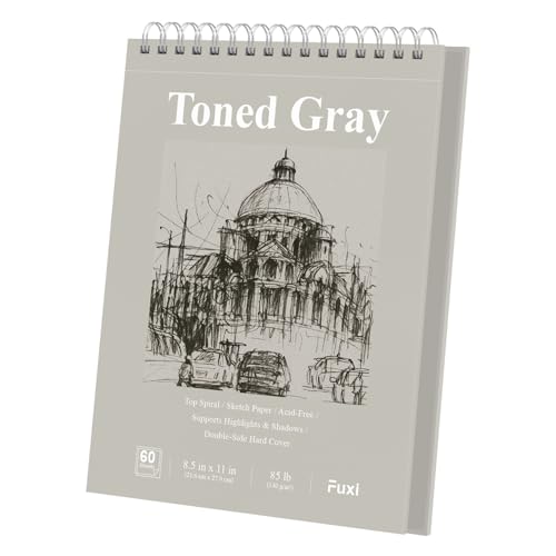 Fuxi Toned Gray Sketchbook 8.5 x 11, 60 Sheets, 85 lb/130gsm