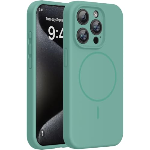 Miracase Silicone & Magnetic for iPhone 15 Pro Case, Midnight Green
