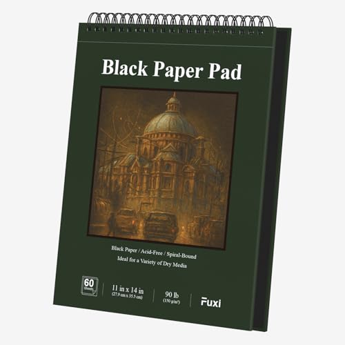 Fuxi Black Paper Sketchbook 11 x 14, 60 Sheets, 90lb/150gsm
