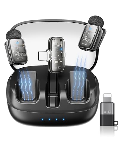 KUKIHO Mini 2 Wireless Lavalier Microphones for iPhone 15/16/17 & Android, 3-Level Noise Reduction, Plug & Play, 36H Battery 