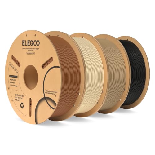 ELEGOO PLA 3D Printer Filament 1.75mm 4KG Brown/Beige/Wood Color/Black