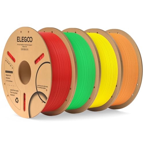 ELEGOO PLA 3D Printer Filament 1.75mm 4KG Red/Yellow/Orange/Neon Green