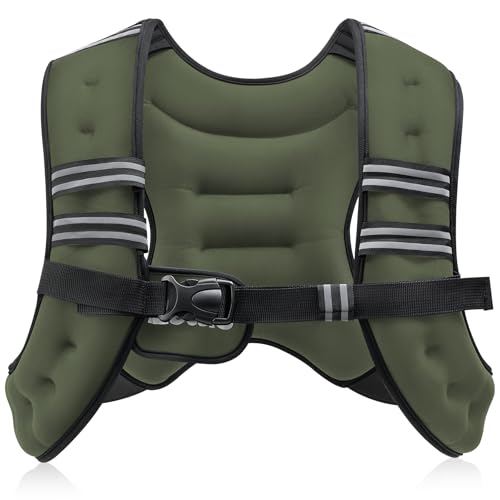 ZELUS Weighted Vest, 6lb/8lb/12lb/16lb/20lb/25lb/30lb Weight Vest with Reflective Stripe for Workout, Strength Training, Runn