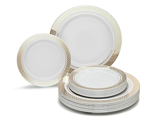 " OCCASIONS " 50 Plates Pack (25 Guests)-Heavyweight Wedding Party Disposable Plastic Plate Set -25 x 10.5'' Dinner + 25 x 7.