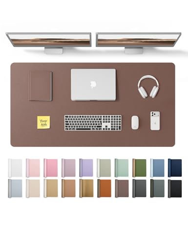 YSAGi Leather Desk Protector, Office Mat, Large Mouse Mat, Non-Slip PU Leather Blotter, Laptop Desk, Waterproof Writing Pad f