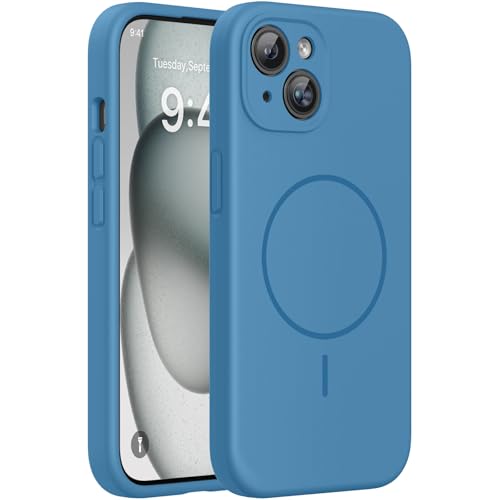 Miracase Silicone & Magnetic for iPhone 15 Case, Capri Blue