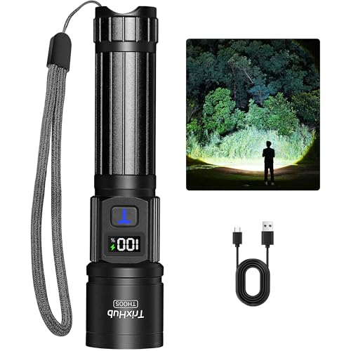 TrixHub Rechargeable Flashlight Super Bright Flashlight Lampara Recargable