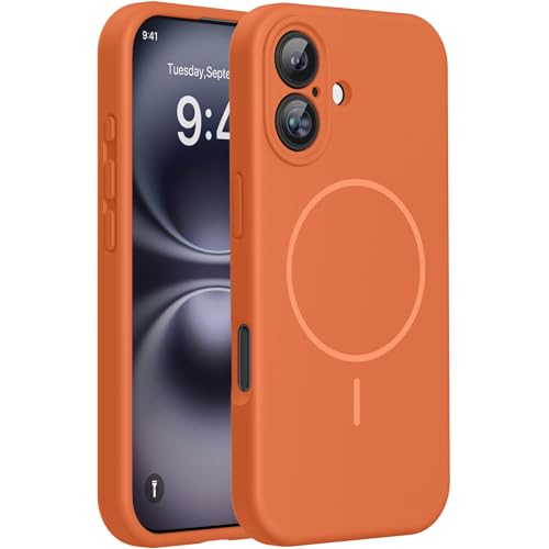 Miracase Magnetic for iPhone 16 Plus Case, Silicone, Amber Orange