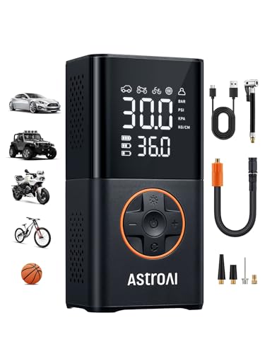 AstroAI L7 Tire Inflator Portable Air Compressor Cordless-2pack Bike Pump with Digital Dual Values Display, 150 PSI Car Tires