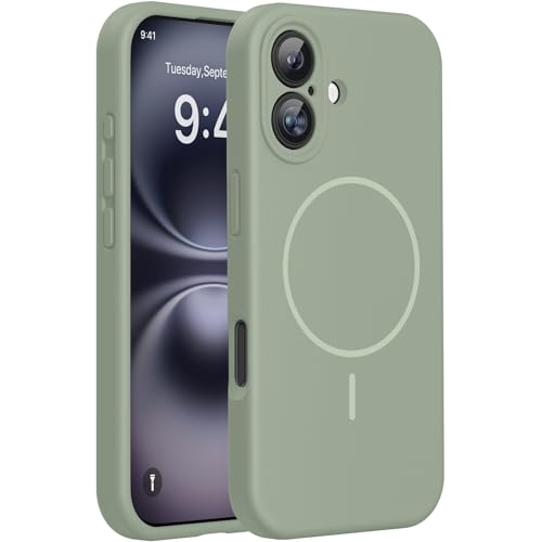 Miracase Silicone & Magnetic for iPhone 16 Case, Patina Green