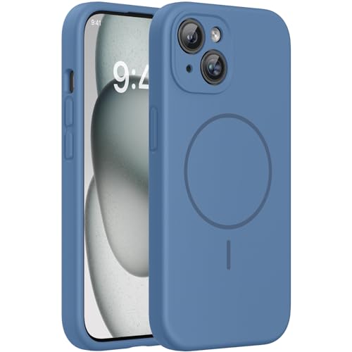 Miracase Silicone & Magnetic for iPhone 15 Plus Case, Glass Blue
