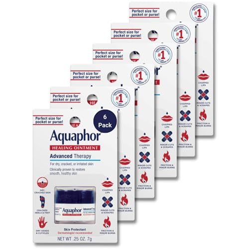 Aquaphor Healing Ointment Advanced Therapy Skin Protectant Dry Skin Body Moisturizer 0.25 Oz Jar Pack of 6