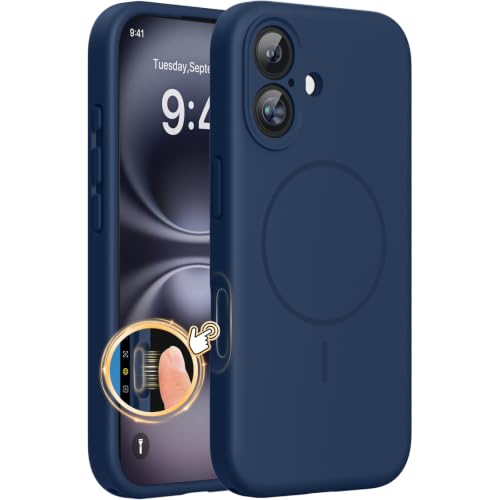 Miracase Silicone & Magnetic for iPhone 16 Case, Dark Blue