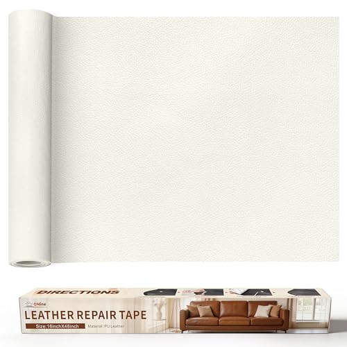 ONine Leather Repair Patch，Leather Repair Tape, 16 x 48 inches Leather Repair Patch for Furniture,Vinyl Repair kit，Leather Co