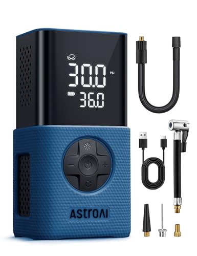 AstroAI L7S Tire Inflator Portable Air Compressor Cordless with Digital Pressure Gauge, 150 PSI LED Light Bike Air Pump with 