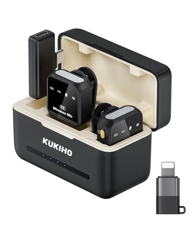 Wireless Lavalier Microphone for iPhone iPad Android With Charging Case 80h Battery Life, Noise Cancellation, 164ft Range Plu