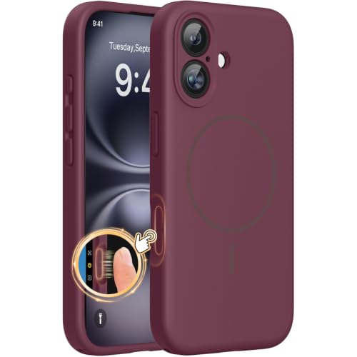 Miracase Silicone & Magnetic for iPhone 16 Case, Wine Red