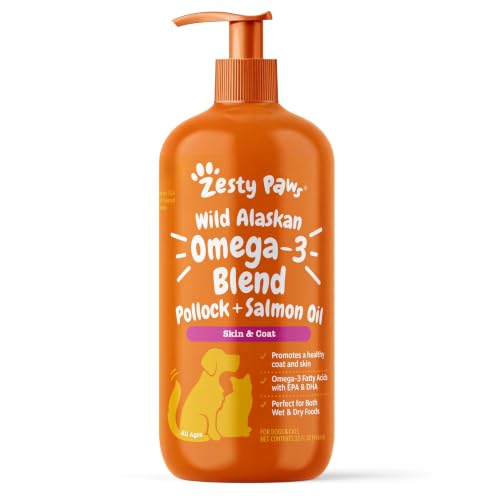 Zesty Paws Salmon Oil for Dogs & Cats - Omega 3 for Dogs & Cats, 32 oz