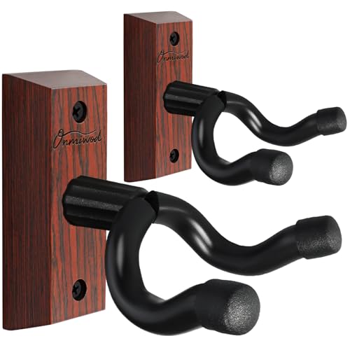 Guitar Wall Mount 2 Pack, Carbonized Red Hardwood Guitar Hanger, U-Shaped Guitar Wall Hanger Mount, Guitar Holder Wall Hook f
