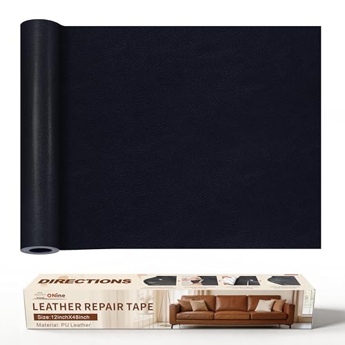 ONine Leather Repair Patch，Leather Repair Tape, 12 x 48 inches Leather Repair Patch for Furniture,Vinyl Repair Kit，Leather Co