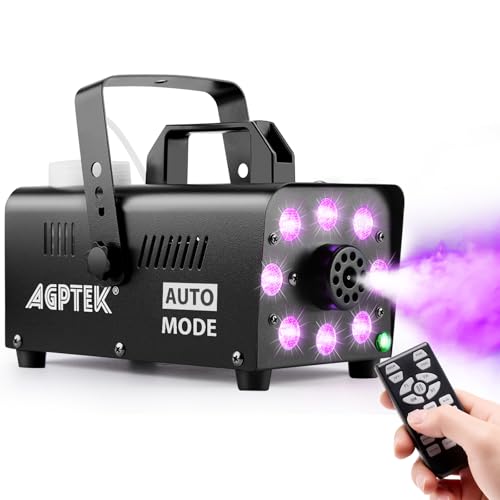 AGPTEK Fog Machine, 12 Colors, 600W Smoke Machine, Low Fluid Auto Shutoff