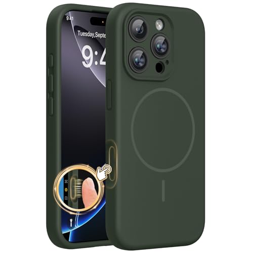 Miracase Magnetic for iPhone 16 Pro Case, Silicone, Dark Green