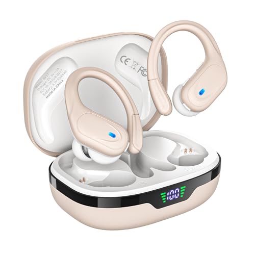 HAOYUYAN Wireless Earbuds, Sports Bluetooth Headphones, 80Hrs Playtime Ear Buds with LED Power Display, Noise Canceling Heads