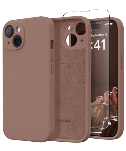 SuydanBox Magnetic for iPhone 15 Plus Case Silicone Brown