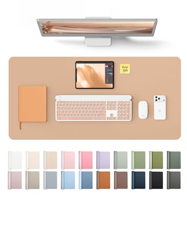YSAGi Leather Desk Protector, Office Mat, Large Mouse Mat, Non-Slip PU Leather Blotter, Laptop Desk, Waterproof Writing Pad f