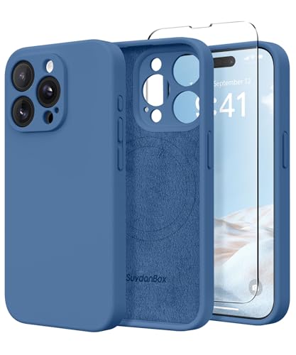 SuydanBox Magnetic for iPhone 14 Pro Max Case Silicone Lake Blue