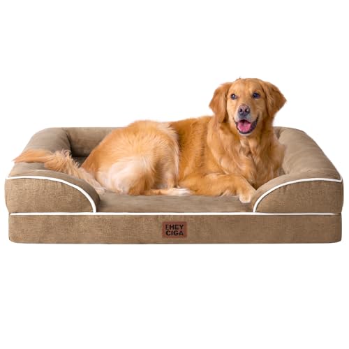 EHEYCIGA Orthopedic Dog Beds for Extra Large Dogs, Waterproof Memory Foam XL Dog Bed with Sides, Non-Slip Bottom and Egg-Crat
