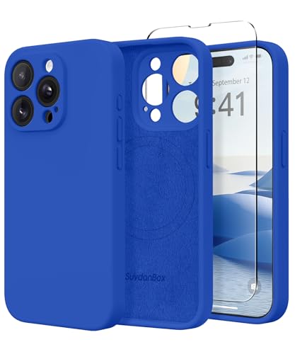 SuydanBox Magnetic for iPhone 14 Pro Case Silicone Klein Blue