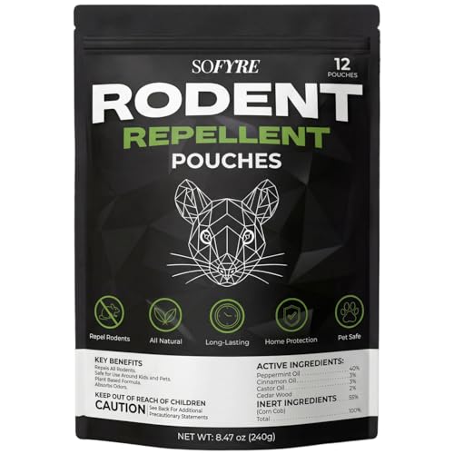 SoFyre Rodent Repellent Pouches 12-Pack Mouse Repellent for Home RV Garage Car Basement, Mice Indoor & Outdoor Deterrent, Pep