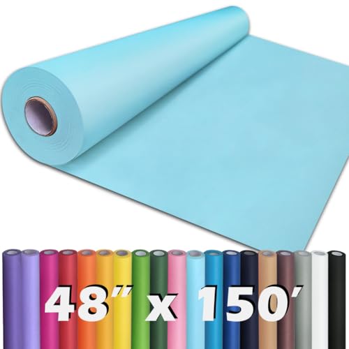 PerkHomy Light Blue Kraft Paper Roll 48" x 1,800" (150') for Gift Wrapping Bouquet Flower Art Painting Craft Writing Packagin