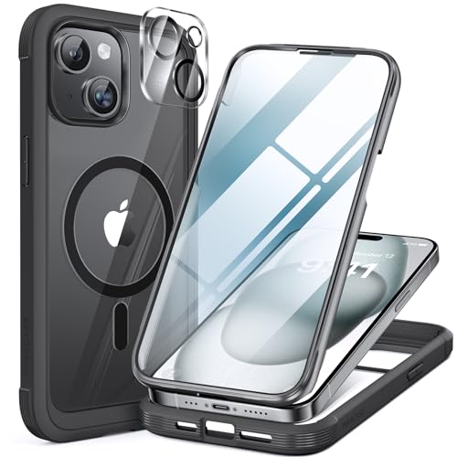 miracase Magnetic for iPhone 15 Plus Case 6.7'',only for 15 Plus Phone Case Cover with Built-in 9H Tempered Glass Screen Prot