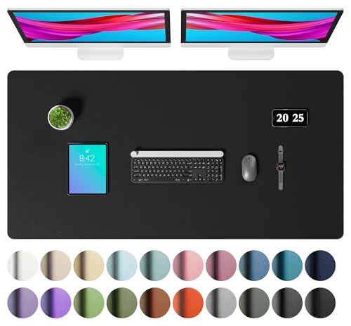 Aothia Faux Leather Desk Mat – Large Mouse Pad, Non-Slip PU Leather Blotter, Waterproof Writing Surface for Office and Home (