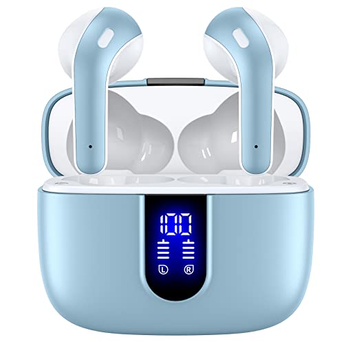 TAGRY Bluetooth Headphones True Wireless Earbuds 60H Playback LED Power Display Earphones with Wireless Charging Case IPX5 Wa